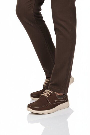 Premium Kahve Nubuk Hakiki Deri Erkek Casual Ayakkabı 2407 M