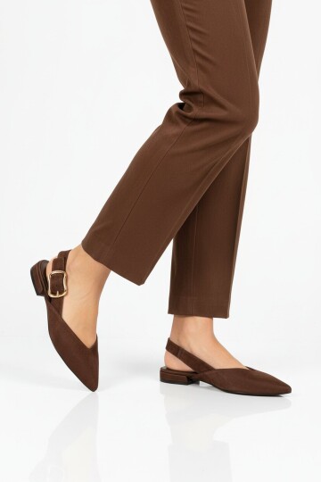 Kahve Hafif Kemerli Kadın Babet Ayakkabı 312552 Z