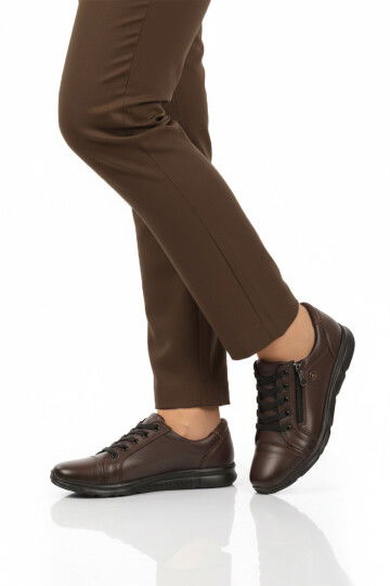 Kahve Hakiki Deri Anatomik Kadın Casual Ayakkabı 635 Z