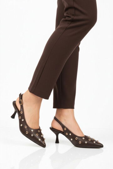 Kahverengi İnce Topuklu Kadın Abiye Ayakkabı 519150 Z