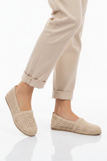 Krem Geniş Kalıp Anorak Örme Hafif Kadın Günlük Babet PC-54572 Z