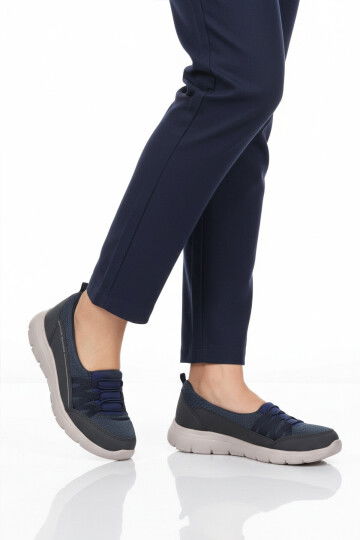 Lacivert Fileli Hafif Esnek Kadın Günlük Yürüyüş ve Spor Ayakkabı Bst-1009 G