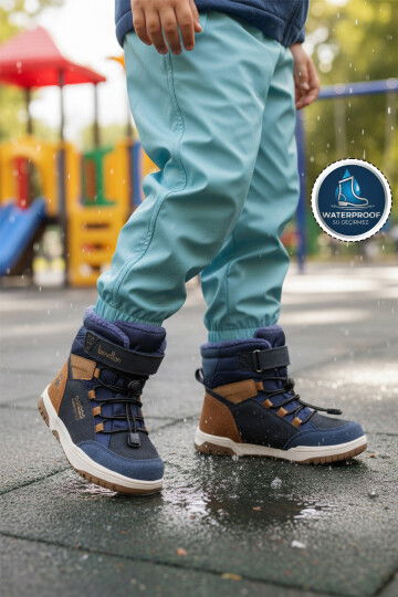 Lacivert Cırtlı Su Geçirmez Unisex Çocuk Bot BNI-11000 F