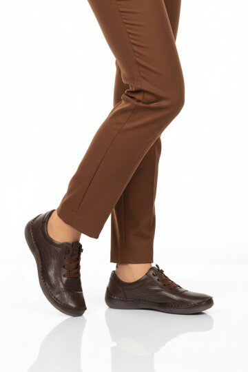 Premium Kahve Hakiki Deri Anatomik Kadın Casual Ayakkabı 44406 Z