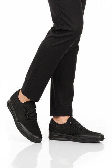 Premium Siyah Nubuk Hakiki Deri Anatomik Erkek Casual Ayakkabı 703 M