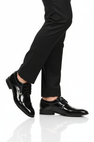 Premium Siyah Rugan Hakiki Deri Anatomik Erkek Klasik Ayakkabı 698 M