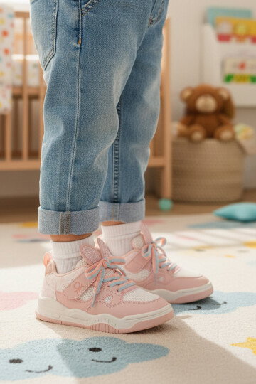 Pudra Cırtlı Hafif Kız Çocuk Spor Ayakkabı BNI-11411 P