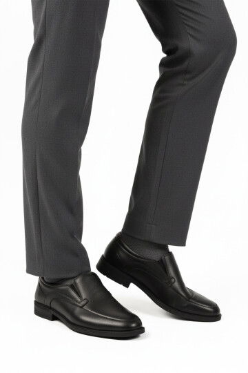 Siyah Bağcıksız Deri Jel Taban Anatomik Erkek Casual Ayakkabı 301 M