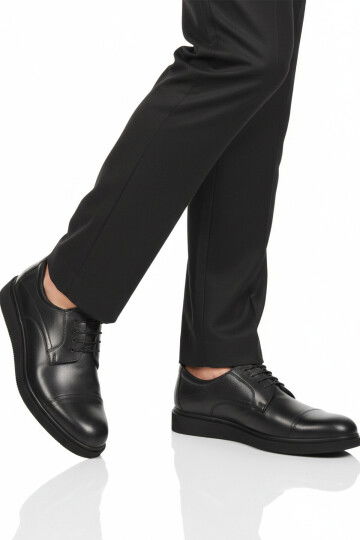 Siyah Baskılı Hakiki Deri Erkek Casual Ayakkabı 917 M