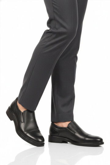 Siyah Baskılı Hakiki Deri Kaymaz Taban Erkek Klasik Ayakkabı 916 M