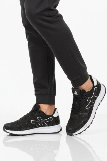 Siyah Beyaz Fileli Hafif Erkek Spor Ayakkabı 2444 M