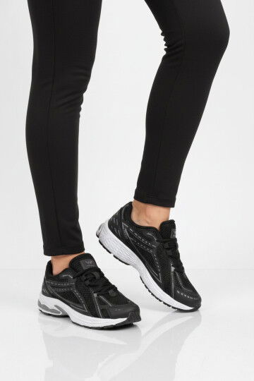 Siyah Beyaz Fileli Hafif Esnek Hafızalı Taban Unisex Spor Ayakkabı Ruth G
