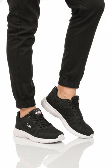 Siyah Beyaz Fileli Hafif Hava Alabilen Esnek Erkek Spor Ayakkabı 020 M