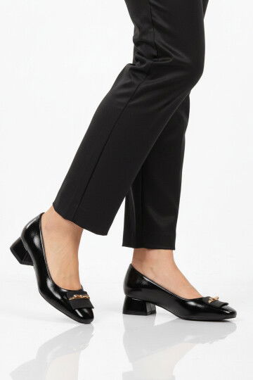 Siyah Geniş Kalıp Kadın Topuklu Abiye Ayakkabı 608420 Z