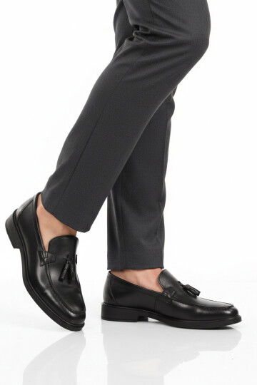 Siyah Hakiki Deri Erkek Casual Ayakkabı 2207 M