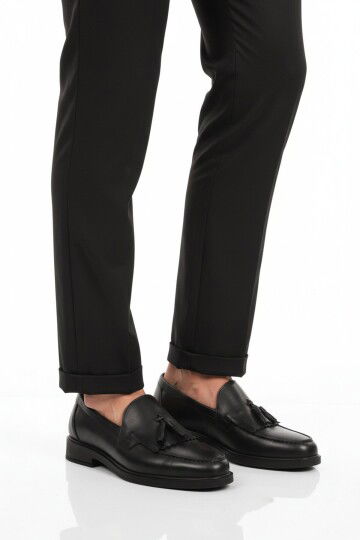 Siyah Hakiki Deri Erkek Casual Ayakkabı 2208 M