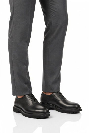 Siyah Hakiki Deri Erkek Casual Ayakkabı 381 M