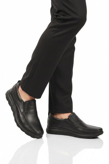 Premium Siyah Hakiki Deri Anatomik Erkek Casual Ayakkabı 2406 M