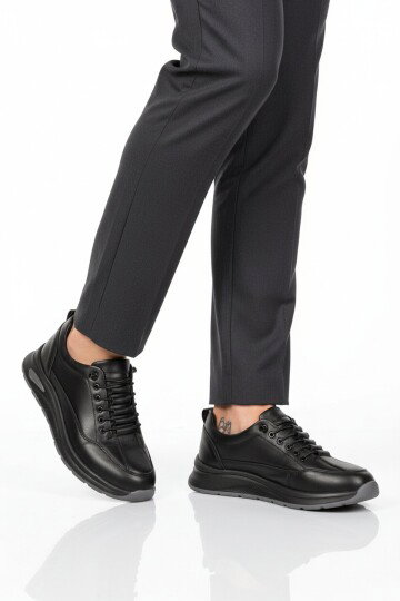 Premium Siyah Hakiki Deri Erkek Casual Ayakkabı 3003 M