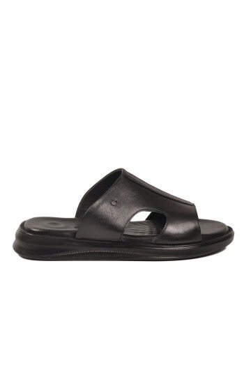 Siyah Hakiki Deri Erkek Günlük Terlik PC-7324 M