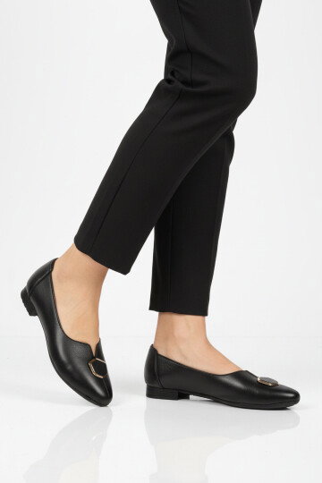 Siyah Hakiki Deri Kadın Casual Ayakkabı 618 Z