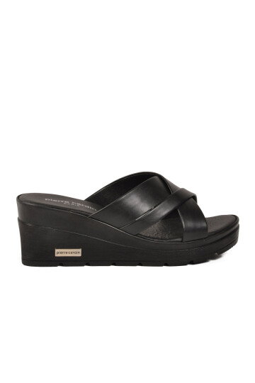 Siyah Kadın Topuklu Terlik PC-7477 Z