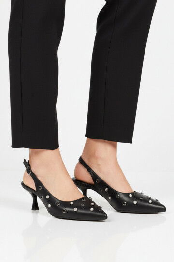 Siyah İnce Topuklu Kadın Abiye Ayakkabı 519150 Z