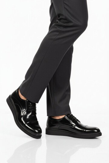 Siyah Rugan Hakiki Deri Erkek Casual Ayakkabı 917 M