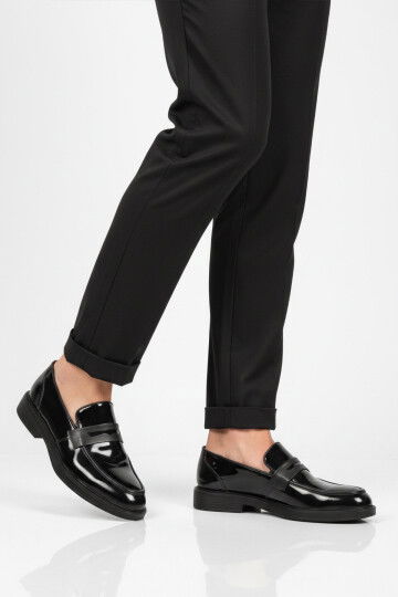 Siyah Rugan Hakiki Deri Erkek Casual Ayakkabı 986 M