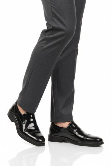 Siyah Rugan Hakiki Deri Kaymaz Taban Erkek Klasik Ayakkabı 916 M