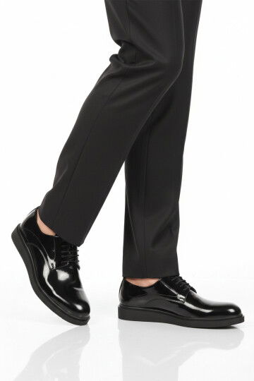 Siyah Rugan Hakiki Deri Kaymaz Taban Erkek klasik Ayakkabı 623 M