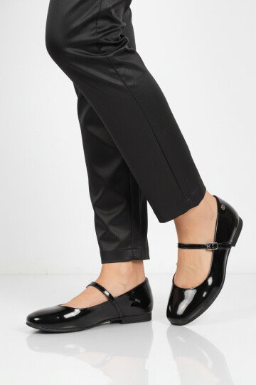 Siyah Rugan Bantlı Hafif Kadın Babet PC-54810 Z