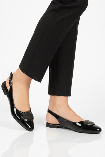 Siyah Rugan Hafif İnce Taban Kadın Babet 209196 Z