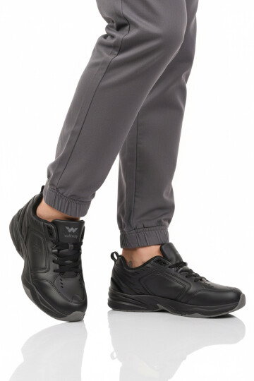 Siyah Bağcıklı Kaymaz Taban Erkek Spor Ayakkabı Erya M