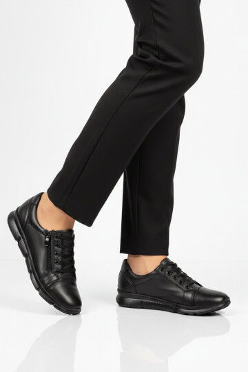 Siyah Hakiki Deri Anatomik Kadın Casual Ayakkabı 635 Z