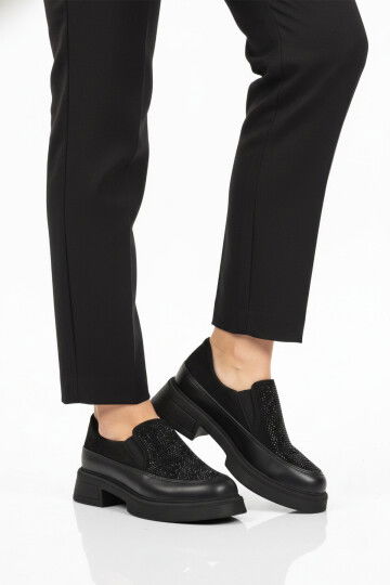 Siyah Taş İşlemeli Hafif Kadın Casual Ayakkabı PC-55216 Z