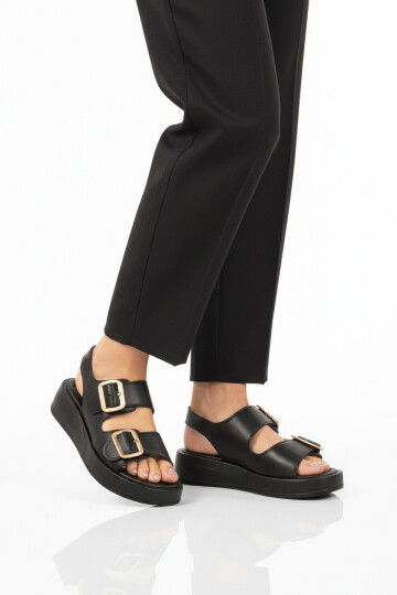 Siyah Çift Bantlı Kadın Sandalet 422240 Z