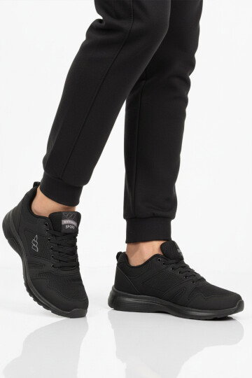 Siyah Fileli Hafif Hava Alabilen Esnek Erkek Spor Ayakkabı 020 M