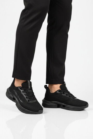 Siyah Hafızalı Taban Fileli Hafif Esnek Erkek Spor Ayakkabı PCI-10033 M