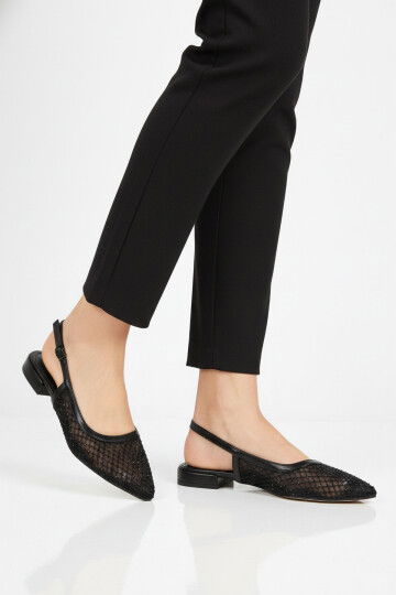 Siyah Taş İşlemeli Dar Kalıp Hafif Kadın Babet 312550 Z