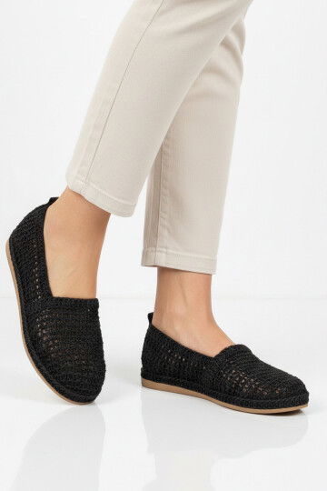 Siyah Geniş Kalıp Anorak Örme Hafif Kadın Günlük Babet PC-54572 Z