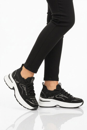 Siyah Anorak Hafif Taşlı Kadın Casual Ayakkabı 26Y303 G