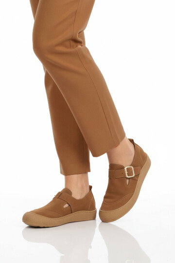 Premium Taba Hakiki Deri Hafif Esnek Kadın Casual Ayakkabı 234 Z