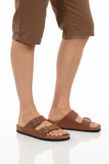 Taba Çift Bantlı Hafif Günlük Erkek Terlik PC-7543 M