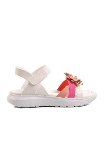 Beyaz-Fuşya-Pembe  Kız Çocuk Düz Sandalet Ayakmod Şng 8010 F