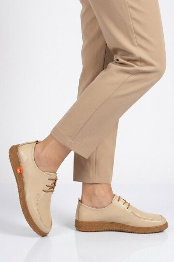 Bej Hakiki Deri Kadın Casual Ayakkabı 2005 Z