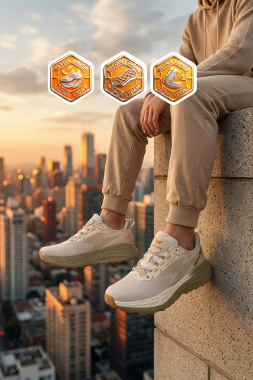 Bej Fileli Hafif Esnek Hafızalı Taban Erkek Spor Ayakkabı Flexion M