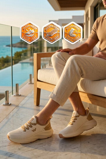 Bej Fileli Hafif Esnek Hafızalı Taban Unisex Spor Ayakkabı Flexnova M