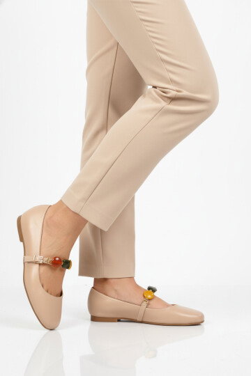 Bej Kemerli Taşlı Hafif Kadın Babet 312547 Z