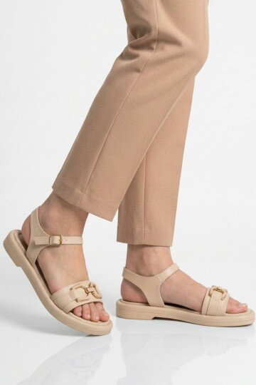 Bej Kadın Tabanı Yumuşak Hafif Sandalet 35442 Z